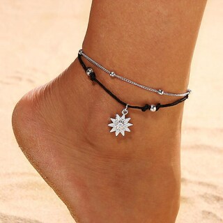 Foto 1 | Tobillera Huoguo De Doble Cadena Sun Alloy 4g Beach Boho Para Mujer - Venta Internacional.