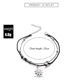 Foto 5 | Tobillera Huoguo De Doble Cadena Sun Alloy 4g Beach Boho Para Mujer - Venta Internacional.