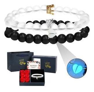 Foto 1 | 2pzs Pulsera Xtellar De Parejas Imán Con Rosa Eterna Caja Regalo