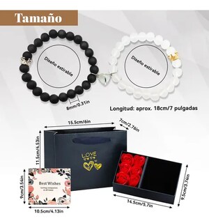 Foto 2 | 2pzs Pulsera Xtellar De Parejas Imán Con Rosa Eterna Caja Regalo