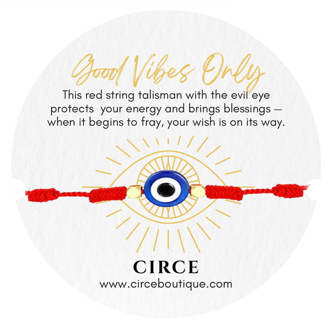 Foto 2 pulgar | Pulsera Circe Boutique Good Vibes Only Evil Eye Red String - Venta Internacional.