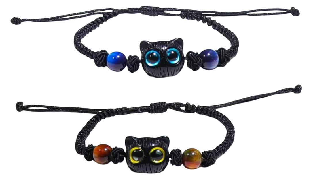 Foto 1 | Pulseras Xtellar De Piedra Lunar Con Diseño Gato  Tejida A Mano Y Ajustable: Regalo Ideal Para Parejas