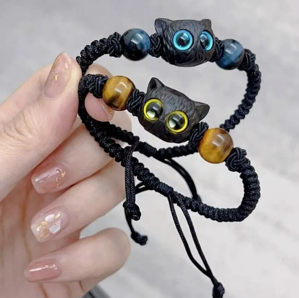 Foto 2 | Pulseras Xtellar De Piedra Lunar Con Diseño Gato  Tejida A Mano Y Ajustable: Regalo Ideal Para Parejas