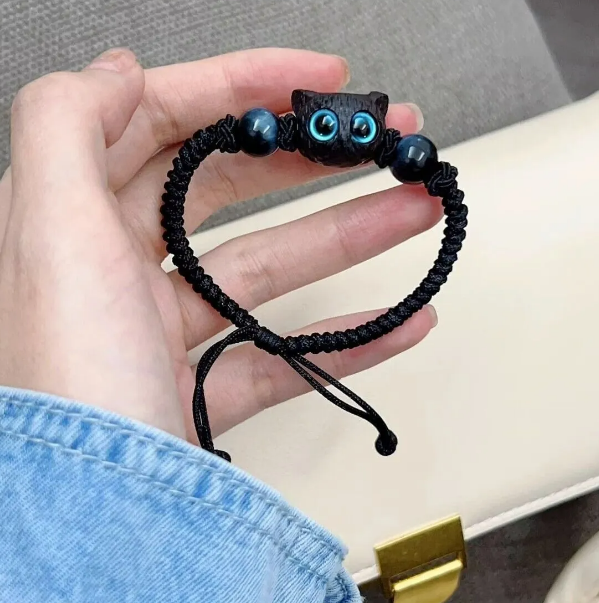 Foto 3 | Pulseras Xtellar De Piedra Lunar Con Diseño Gato  Tejida A Mano Y Ajustable: Regalo Ideal Para Parejas