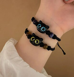 Foto 4 | Pulseras Xtellar De Piedra Lunar Con Diseño Gato Tejida A Mano Y Ajustable: Regalo Ideal Para Parejas