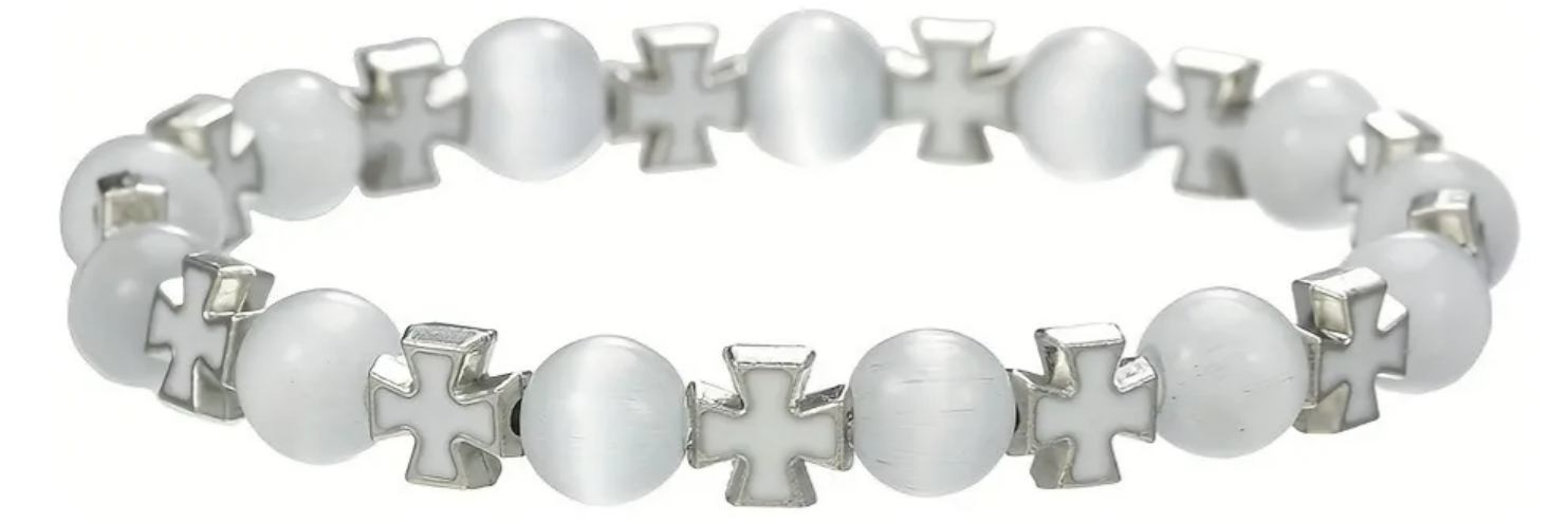 Foto 1 | Pulsera De Xtellar Con Cruz Geométrica En Jade Blanco