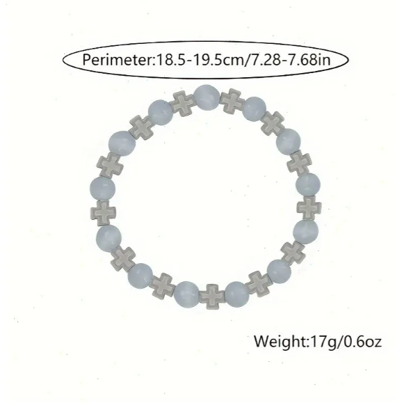 Foto 2 | Pulsera De Xtellar Con Cruz Geométrica En Jade Blanco