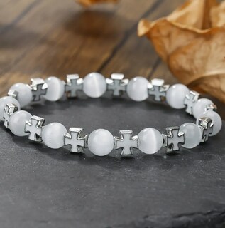 Foto 3 | Pulsera De Xtellar Con Cruz Geométrica En Jade Blanco