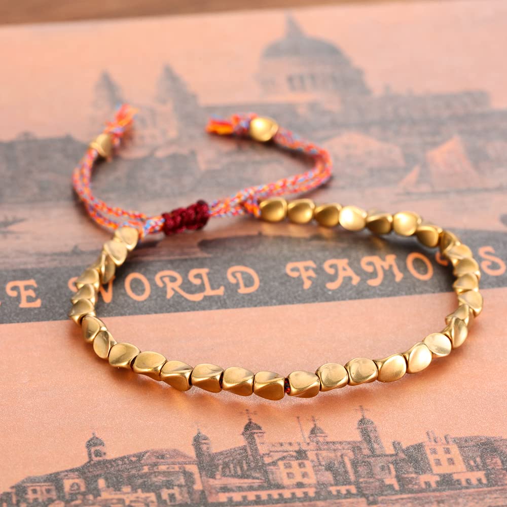 Foto 4 pulgar | Pulsera Homesogood Con Cuentas De Cobre Tibetanas  Cuerda De Algodón Trenzada - Venta Internacional.