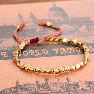 Foto 3 | Pulsera Homesogood Con Cuentas De Cobre Tibetanas Cuerda De Algodón Trenzada - Venta Internacional.