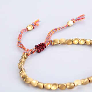 Foto 4 | Pulsera Homesogood Con Cuentas De Cobre Tibetanas Cuerda De Algodón Trenzada - Venta Internacional.
