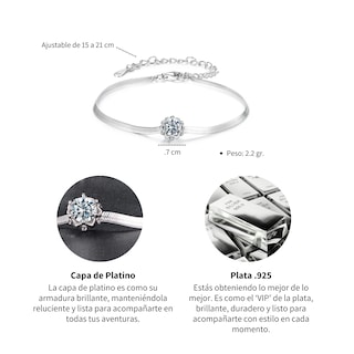 Foto 4 | Chulada Pulsera Serpiente Moissanita De Plata .925 Con Chapa De Platino Talla Ajustable