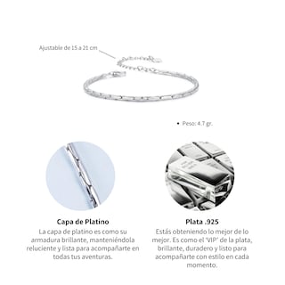 Foto 6 | Chulada Pulsera Serpiente De Plata .925 Con Chapa De Platino Resistente Al Agua