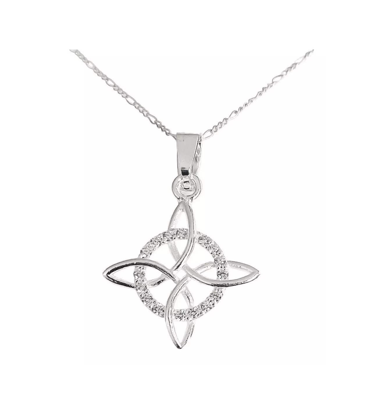 Dijes Nudo De Bruja En Plata Solida 925 + Cadena Plata 925 Blanco Con Cartier $719