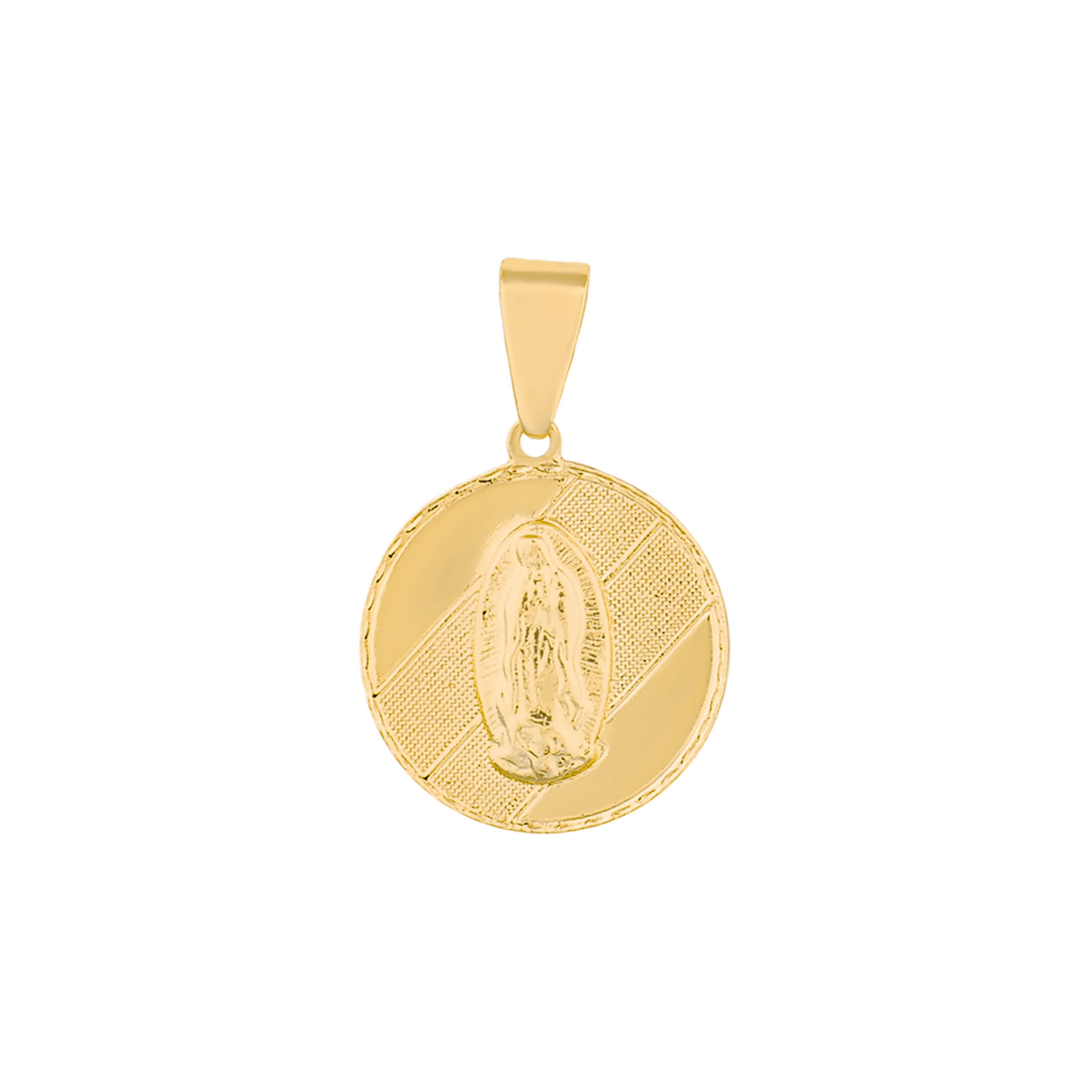 Dije de Chapa de Oro 18K Joyas Plafer 1251-ch Dorado Circular con la Virgen en Medio