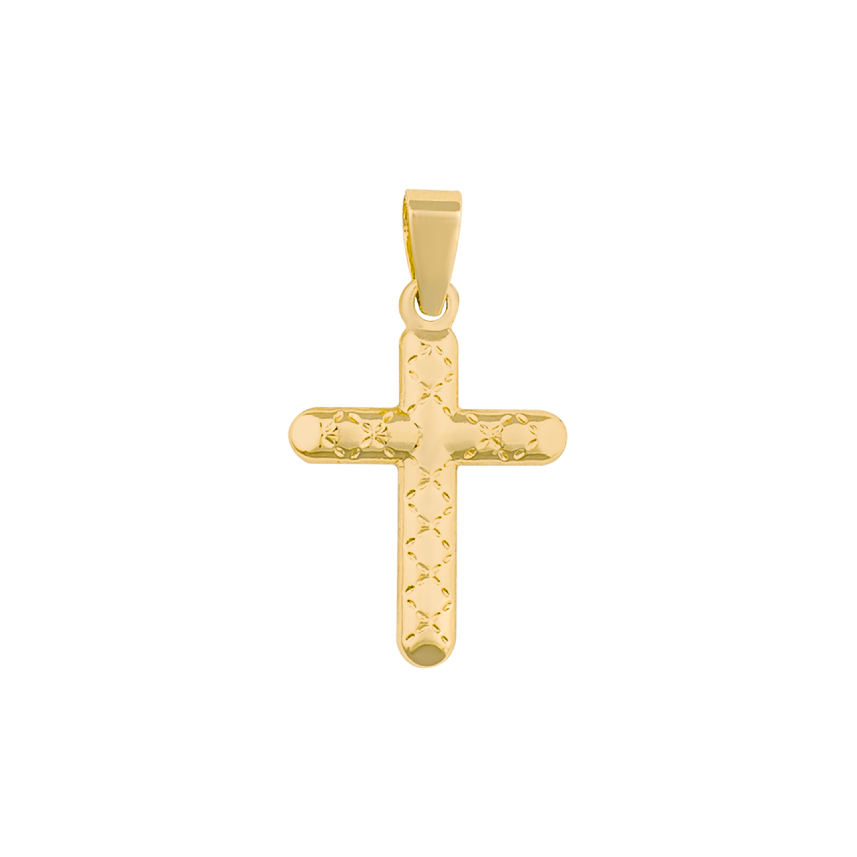 Dije de Chapa de Oro 18K Joyas Plafer 1252d-ch Dorado de Cruz Pequeña con Grabados