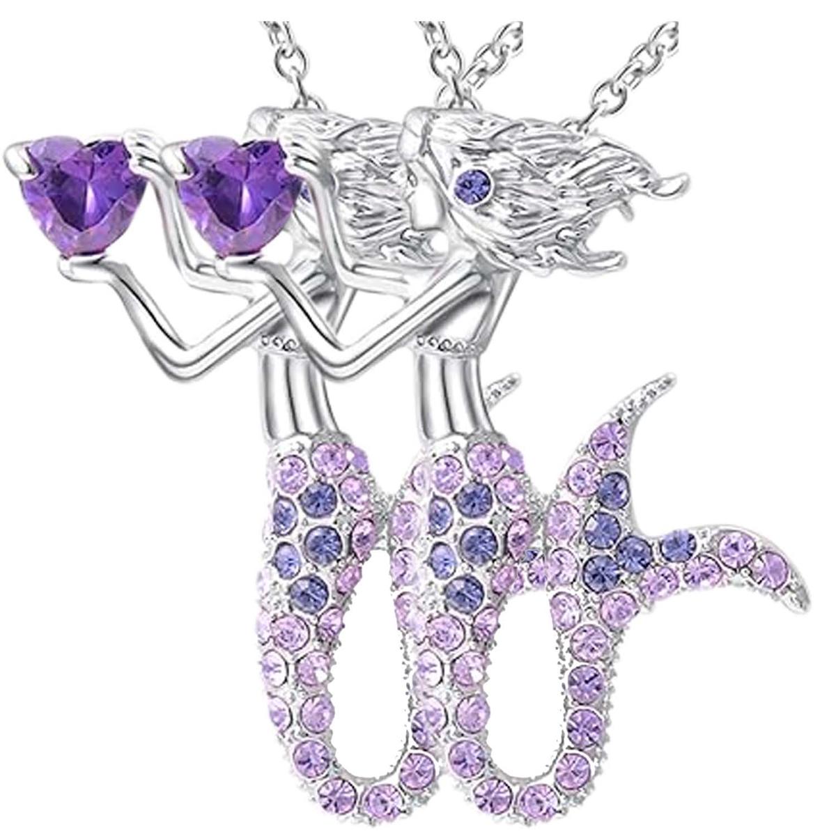 Sirena Y Collaresventdepot Mxknn-002 2piezas Plata Y Morado