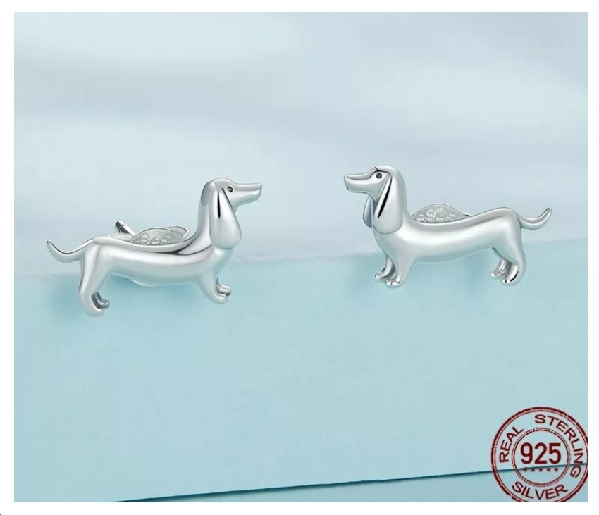 Foto 3 pulgar | Pendientes De Plata 925 Con Forma De Salchicha Para Perro Salchicha Para Mujer - Venta Internacional.