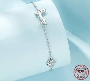Foto 3 | Pulsera Dachshund Pet Sausage Dog De Plata 925 Para Mujer - Venta Internacional.