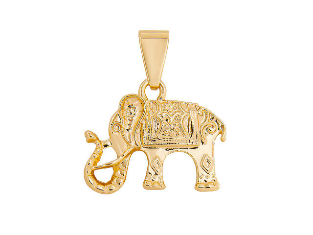 Dije de Chapa de Oro 18k Joyas Plafer 1290d-ch Elefante Dorado