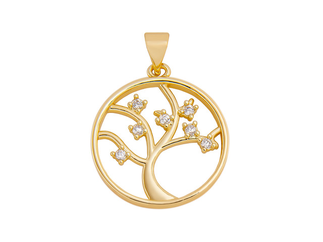 Dije de Chapa de Oro 18k Joyas Plafer 1289d-ch Árbol Dorado