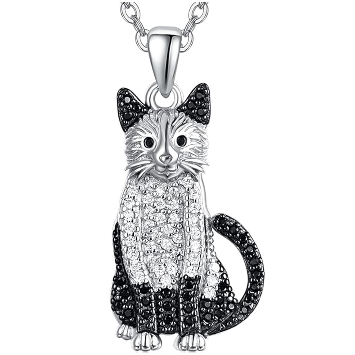 Foto 1 | Collar con Dije Diseño de Gatos Mxekz-001 High Monaco Plateado y Negro