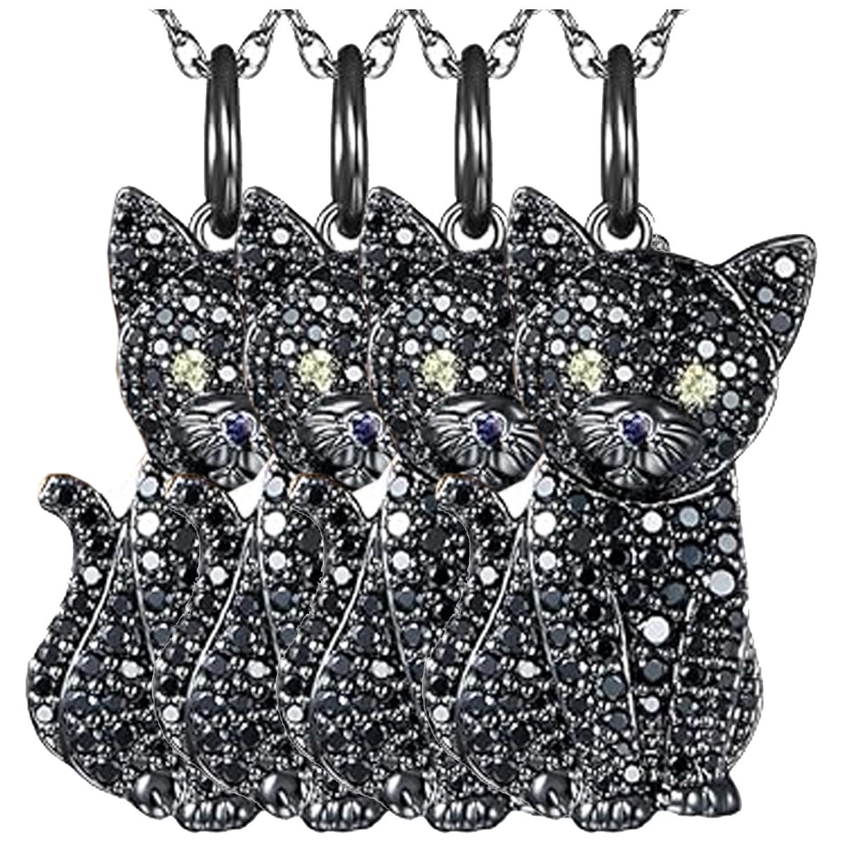 Collares con Dije de Gato Mxzke-004 High Monaco 4 Piezas Negro