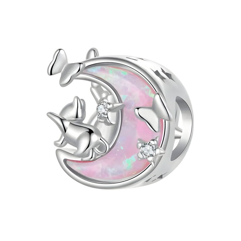 Charm de Gato y Luna Miow de Plata P925
