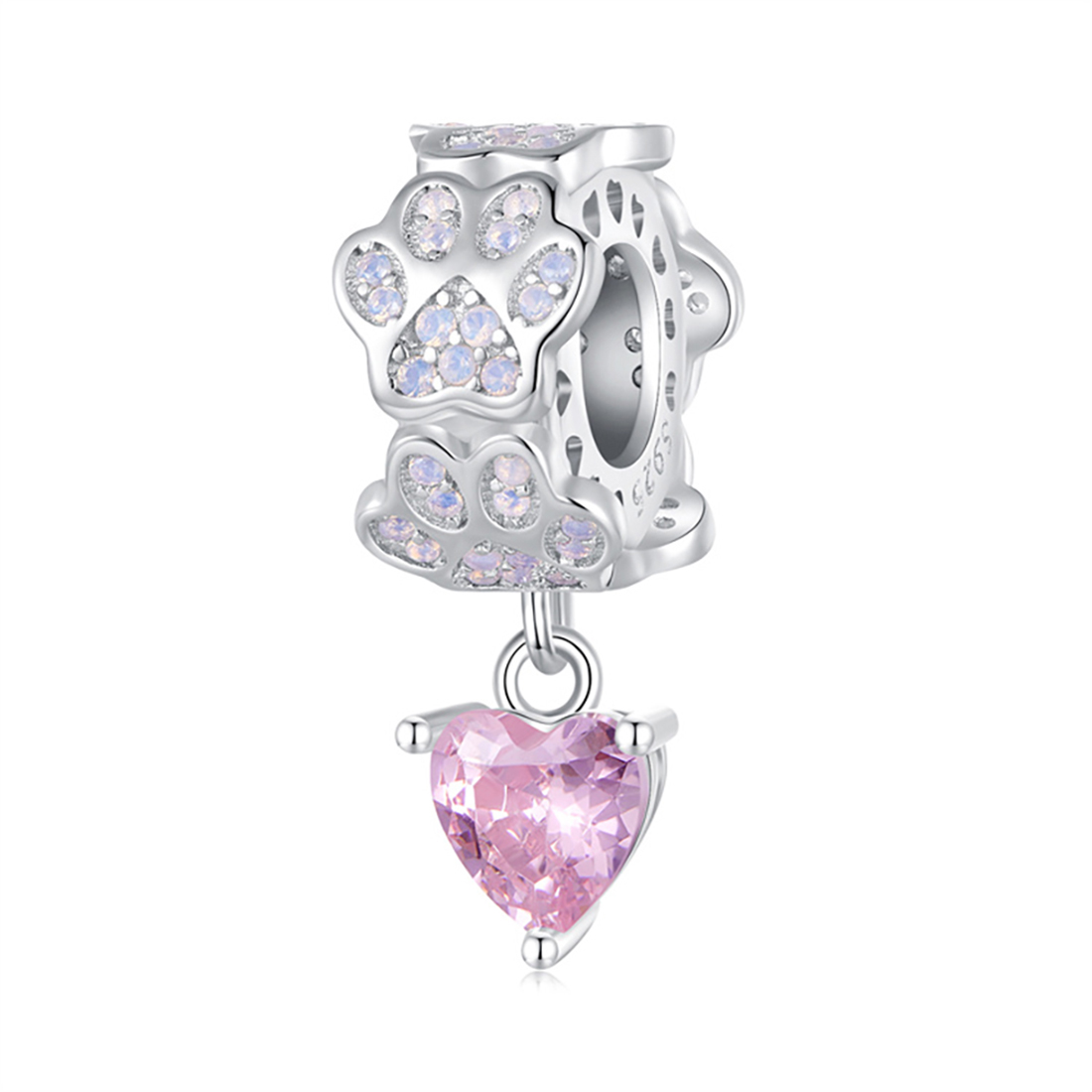 Foto 2 pulgar | Charm Miow Heart Print Plata .925