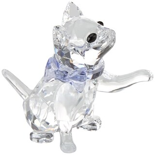 Foto 1 | Figura De Cristal Transparente Con Diseño De Gatito De Swarovski Y Cuello Color Lavanda - Venta Internacional.