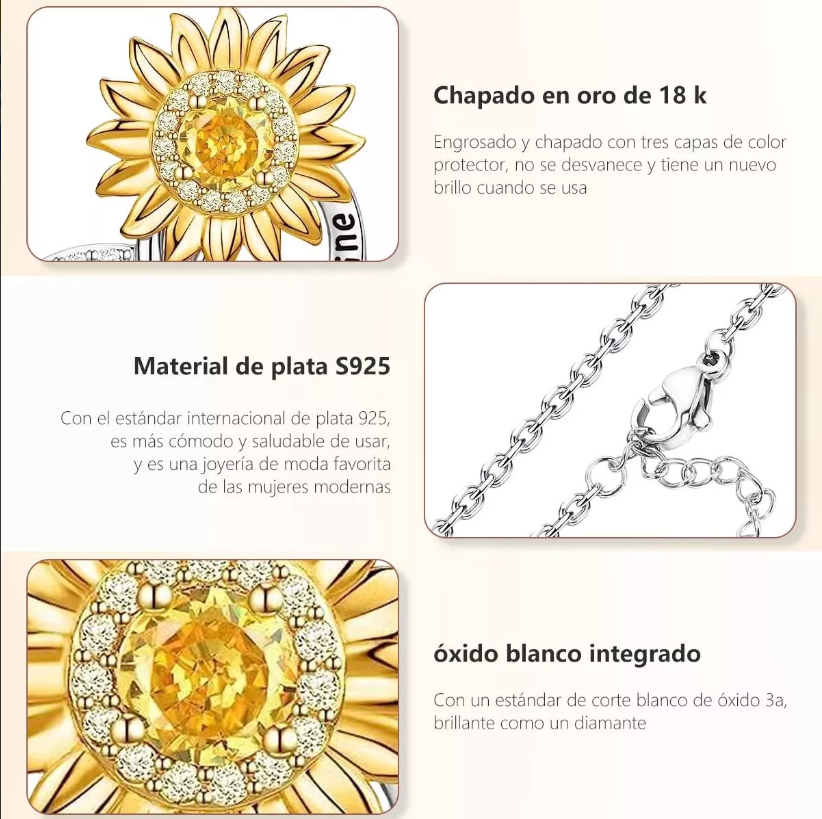 Foto 4 pulgar | Collar Xtellar De Girasol De Plata 925 Color Plata