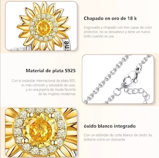 Foto 3 | Collar Xtellar De Girasol De Plata 925 Color Plata