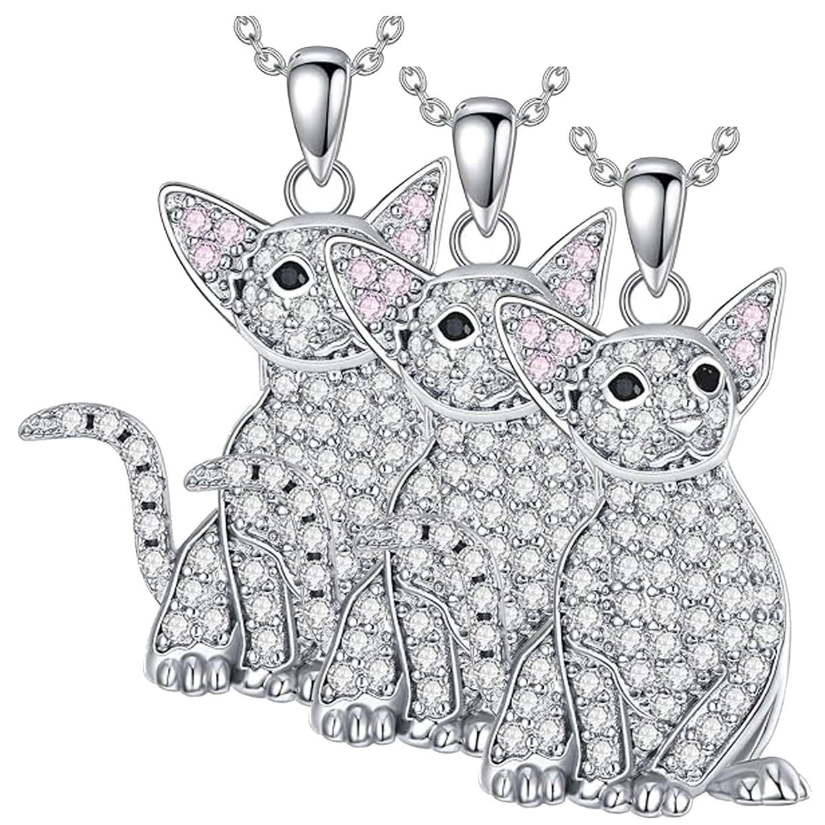 Foto 3 pulgar | Cadenas Hermosas De Gatos High Monaco  Mxgkn-003 3 Piezas Plata