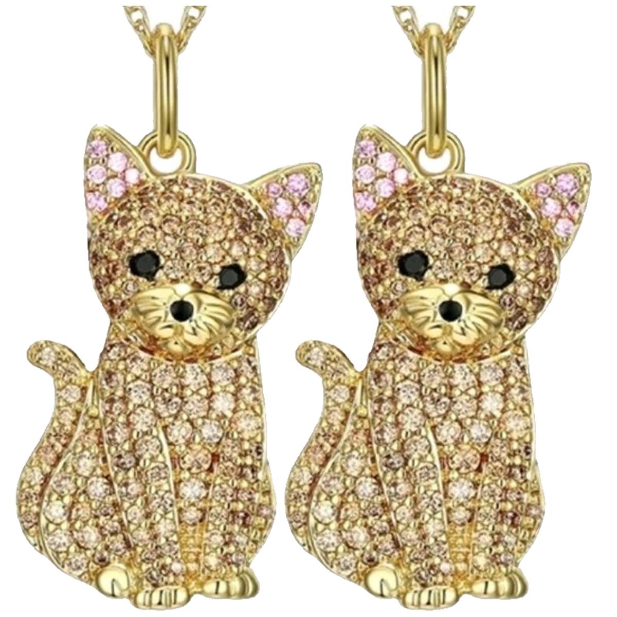 Foto 2 pulgar | Joyeria De Cadenas Y Dijes De Gatos High Monaco  Mxohr-002 2 Piezas Oro