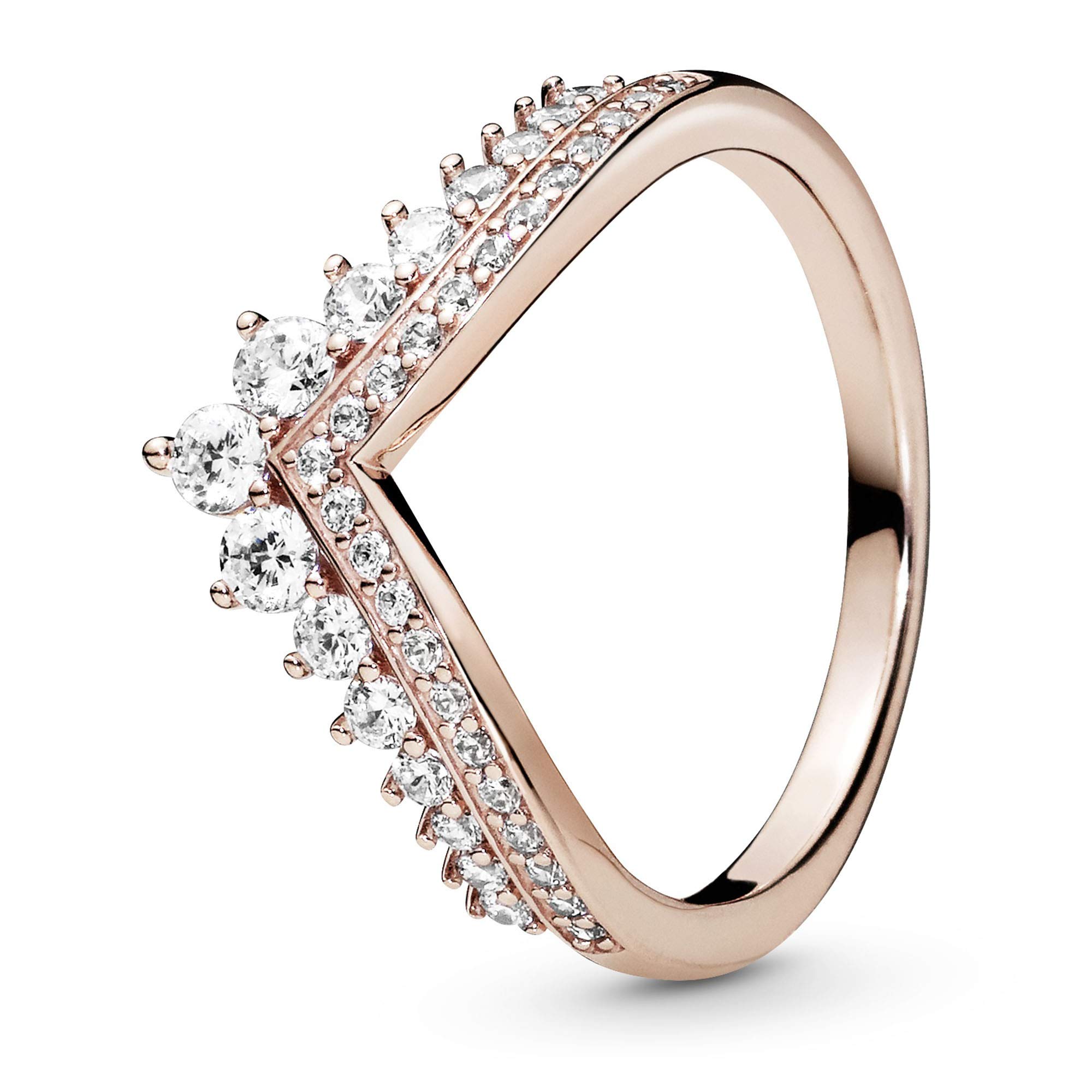 Foto 2 | Anillo Pandora Princess Wishbone En Oro Rosa De 14 Quilates Con Circonita Cúbica, Tamaño 6 - Venta Internacional.