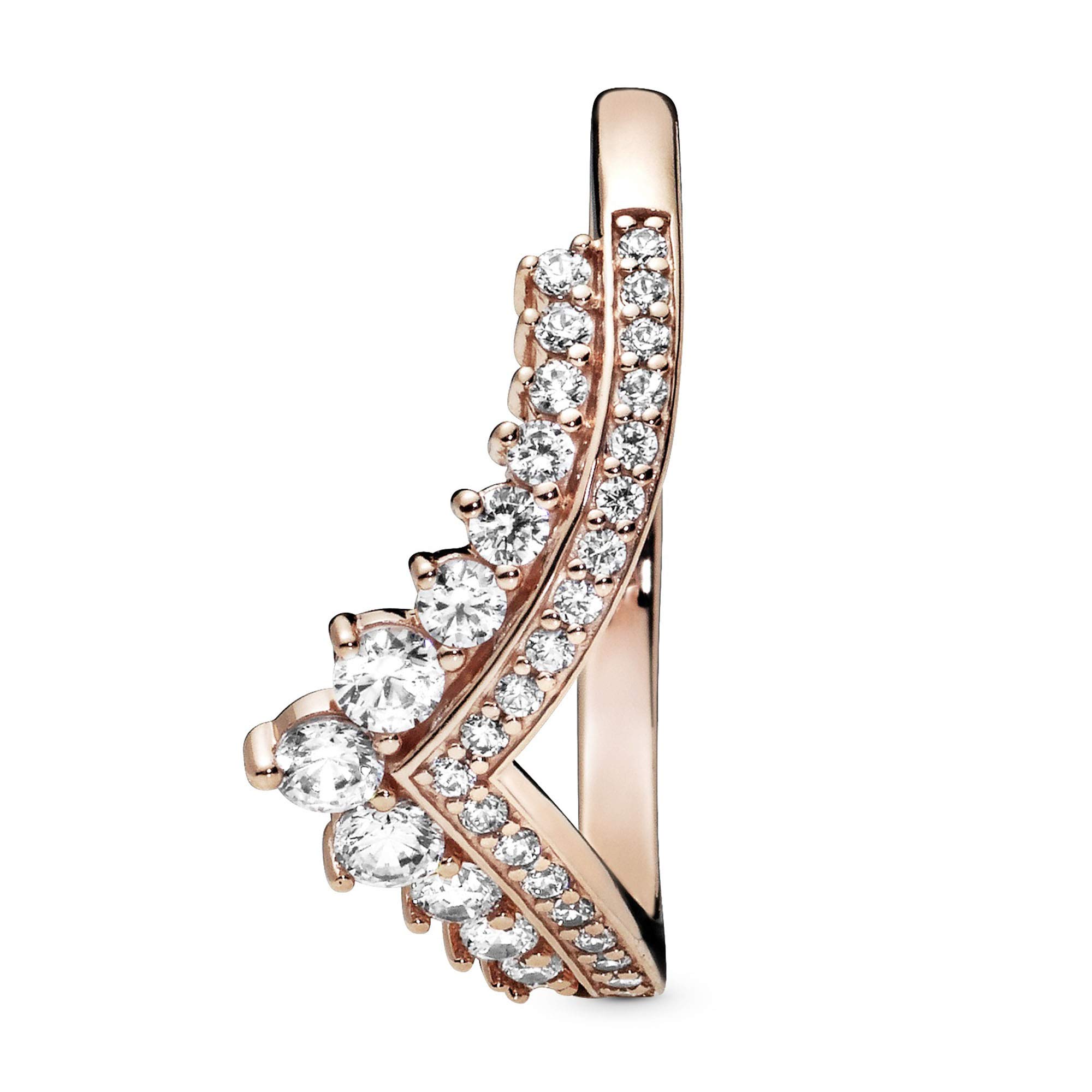 Foto 8 pulgar | Anillo Pandora Princess Wishbone En Oro Rosa De 14 Quilates Con Circonita Cúbica, Tamaño 6 - Venta Internacional.