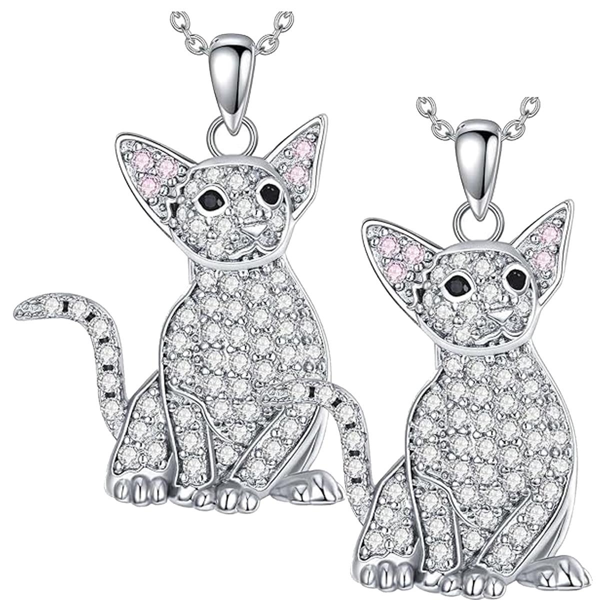 Foto 2 pulgar | Hermosas Cadenas De Gatos High Monaco  Mxgkn-002 2 Piezas Plata