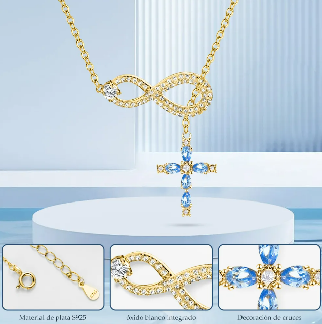 Foto 2 | Joyeria Xtellar Mujer Cadena Collare Dije Cruz Oro 18k Gargantilla