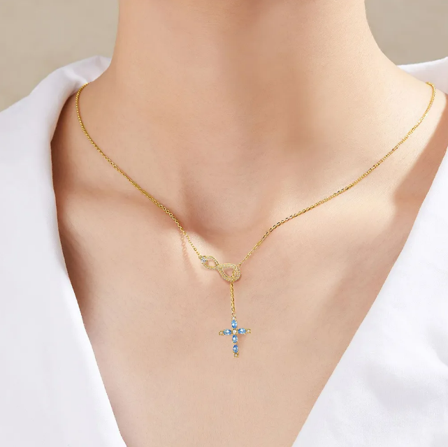 Foto 4 pulgar | Joyeria Xtellar Mujer Cadena Collare Dije Cruz Oro 18k Gargantilla