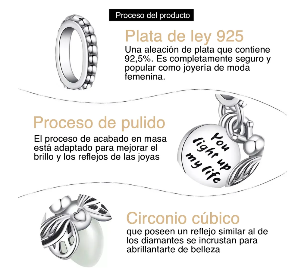 Foto 4 pulgar | Charm Evangeline Luciernaga Dijes Para Parejas Plata925+caja