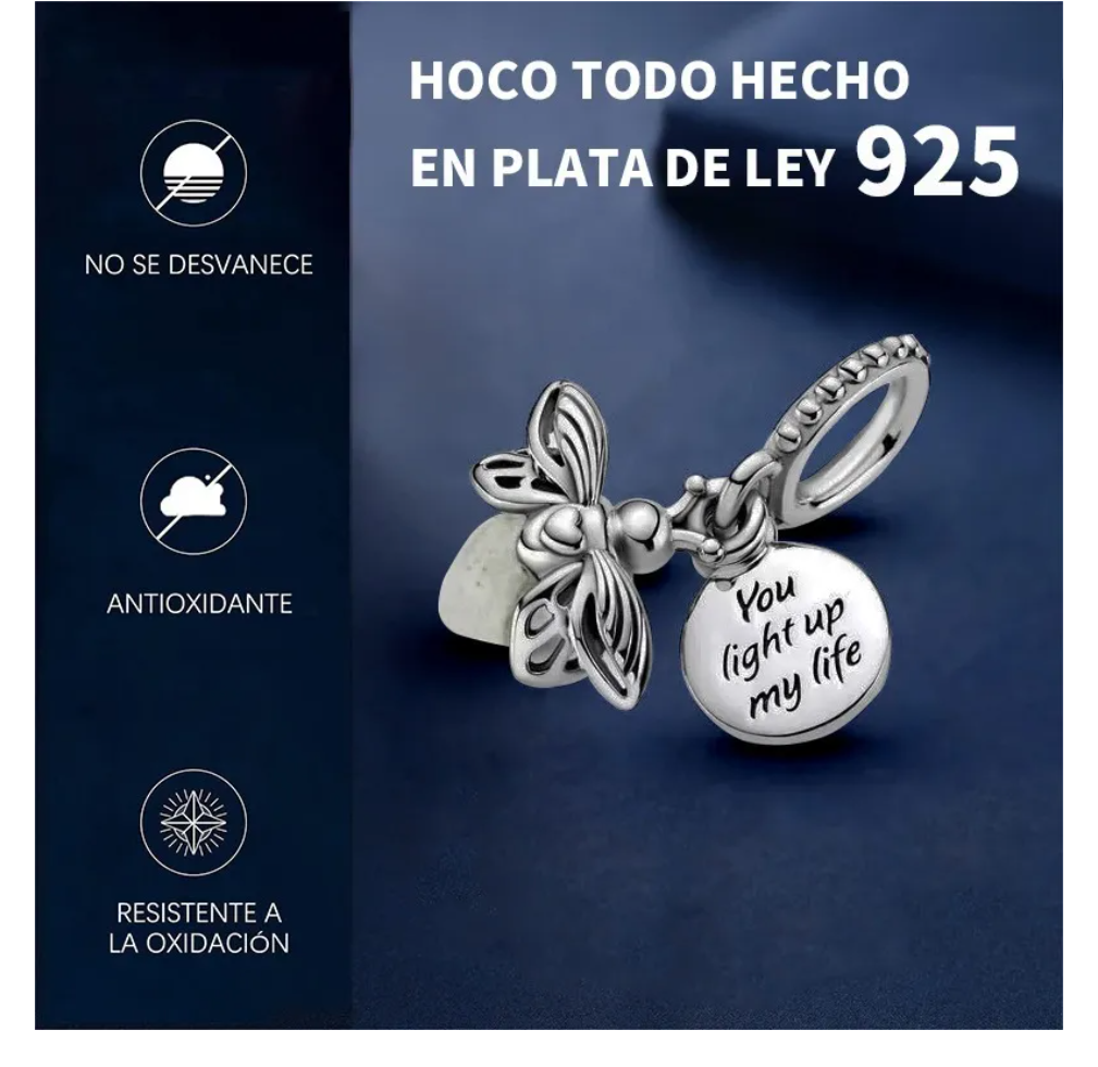 Foto 5 pulgar | Charm Evangeline Luciernaga Dijes Para Parejas Plata925+caja