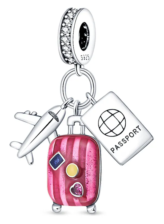 1 Pcs Dije Viajes En Avión De Plata 925 Premium Charm Color Global Travel C