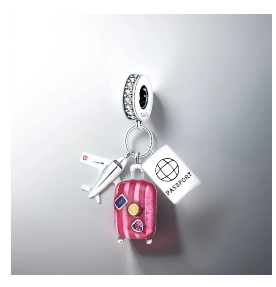 Foto 4 pulgar | 1 Pcs Dije Viajes En Avión De Plata 925 Premium Charm Color Global Travel C