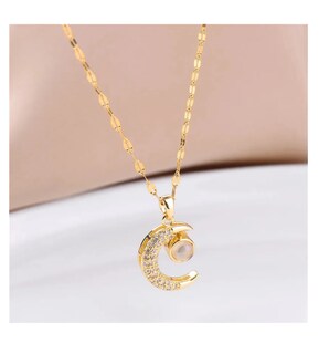 Foto 2 | Collar Dije De Luna Proyector Te Amo En 100 Idiomas Para Mujer Chapada En Oro De 18k