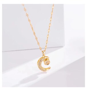 Foto 4 | Collar Dije De Luna Proyector Te Amo En 100 Idiomas Para Mujer Chapada En Oro De 18k