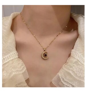 Foto 6 | Collar Dije De Luna Proyector Te Amo En 100 Idiomas Para Mujer Chapada En Oro De 18k