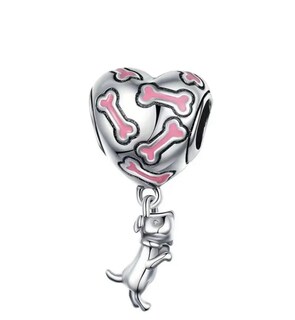 Foto 2 | Kit De 3 Charms De Mascotas Para Pulsera O Dijes, Perro Con Corazón, Hueso Con Patita Rosa, I Love My Dog Pla