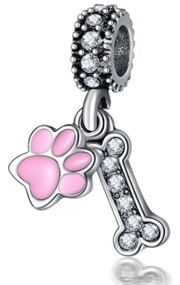 Foto 4 | Kit De 3 Charms De Mascotas Para Pulsera O Dijes, Perro Con Corazón, Hueso Con Patita Rosa, I Love My Dog Pla