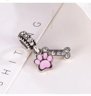 Foto 5 | Kit De 3 Charms De Mascotas Para Pulsera O Dijes, Perro Con Corazón, Hueso Con Patita Rosa, I Love My Dog Pla
