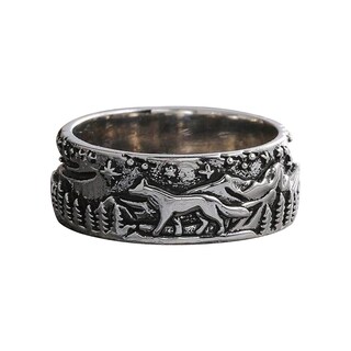 Foto 1 | Anillo Huoguo Anillo De Circón Para Pareja Diseño De Lobo Y Loba A La Moda - Venta Internacional.